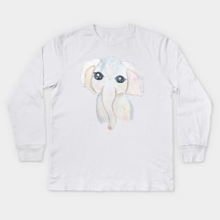 cute baby  elephant watercolor Kids Long Sleeve T-Shirt